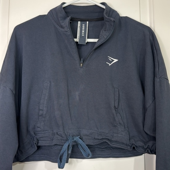 Gymshark Tops - Gymshark Cropped 1/4 Zip Pullover Women’s Titanium Blue Small